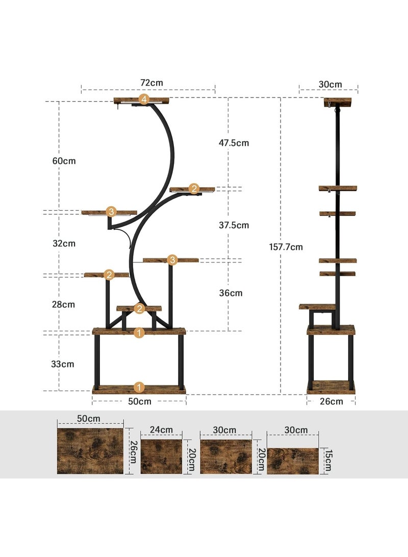 أنفانكي Anvanke 158cm 8-Tier S-Shaped Corner Plant Stand ، حامل الزهور الداخلي الطويل رف ديكور لغرفة المعيشة  لا تضم أضواء النمو - Image 2